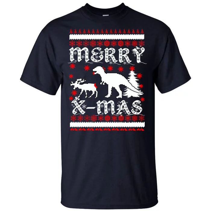 Ugly Christmas Sweater T-Rex Ate Reindeer Tall T-Shirt