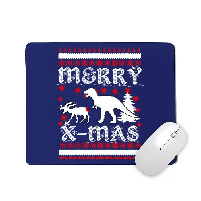 Ugly Christmas Sweater T-Rex Ate Reindeer Mousepad