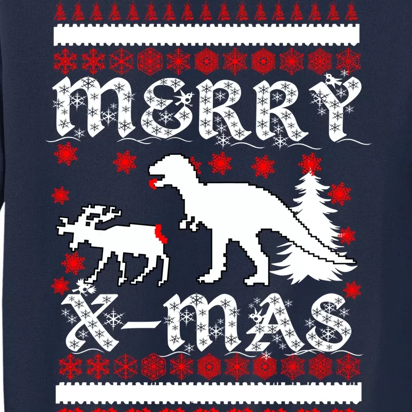 Ugly Christmas Sweater T-Rex Ate Reindeer Tall Sweatshirt