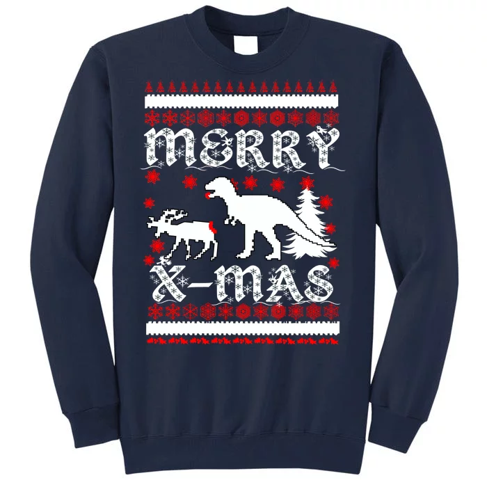 Ugly Christmas Sweater T-Rex Ate Reindeer Tall Sweatshirt