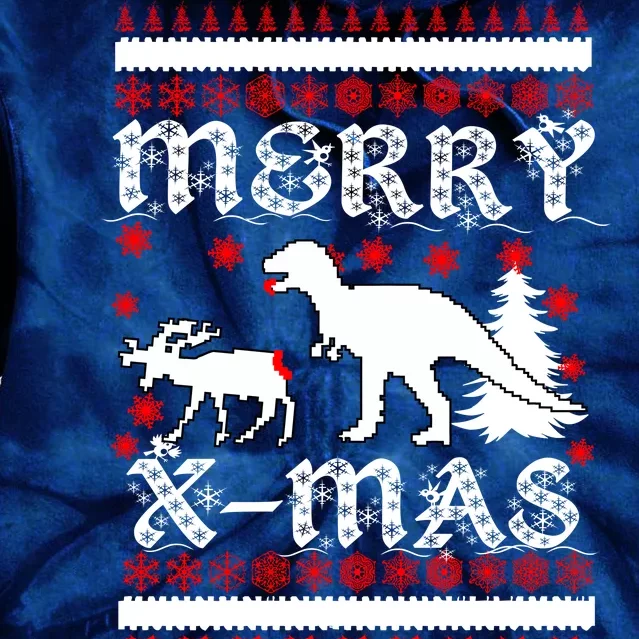 Ugly Christmas Sweater T-Rex Ate Reindeer Tie Dye Hoodie