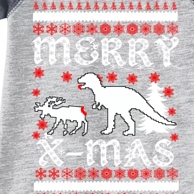 Ugly Christmas Sweater T-Rex Ate Reindeer Infant Baby Jersey Bodysuit