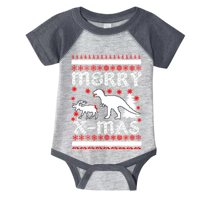 Ugly Christmas Sweater T-Rex Ate Reindeer Infant Baby Jersey Bodysuit