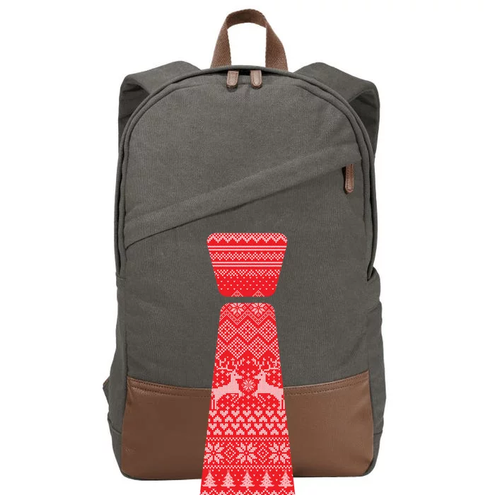 Ugly Christmas Sweater Tie Cotton Canvas Backpack