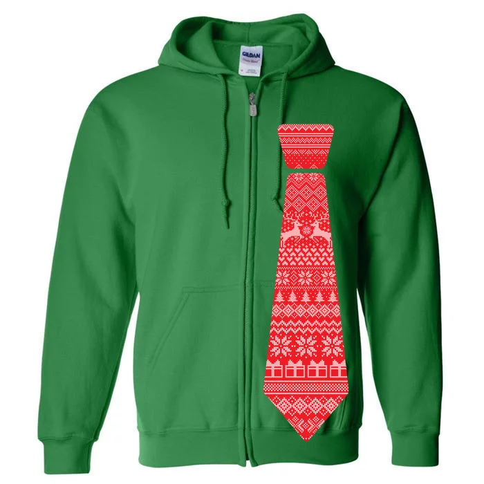 Ugly Christmas Sweater Tie Full Zip Hoodie