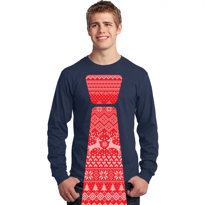 Ugly Christmas Sweater Tie Tall Long Sleeve T-Shirt