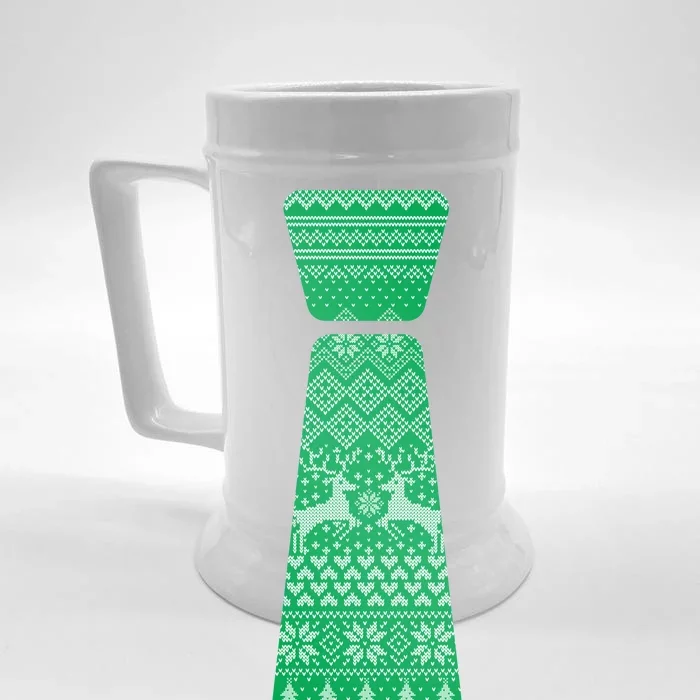 Ugly Christmas Sweater Tie Front & Back Beer Stein