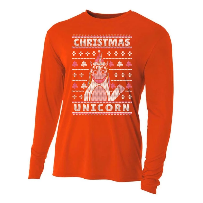 Ugly Christmas Sweater Unicorn Cooling Performance Long Sleeve Crew