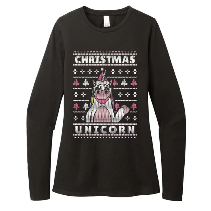 Ugly Christmas Sweater Unicorn Womens CVC Long Sleeve Shirt