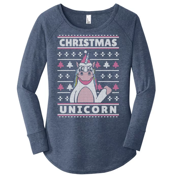 Ugly Christmas Sweater Unicorn Women's Perfect Tri Tunic Long Sleeve Shirt