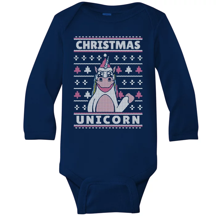 Ugly Christmas Sweater Unicorn Baby Long Sleeve Bodysuit