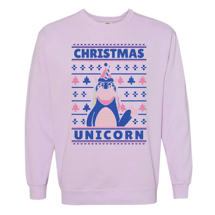 Ugly Christmas Sweater Unicorn Garment-Dyed Sweatshirt