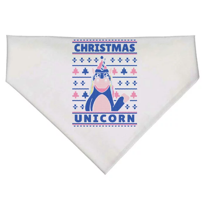 Ugly Christmas Sweater Unicorn USA-Made Doggie Bandana