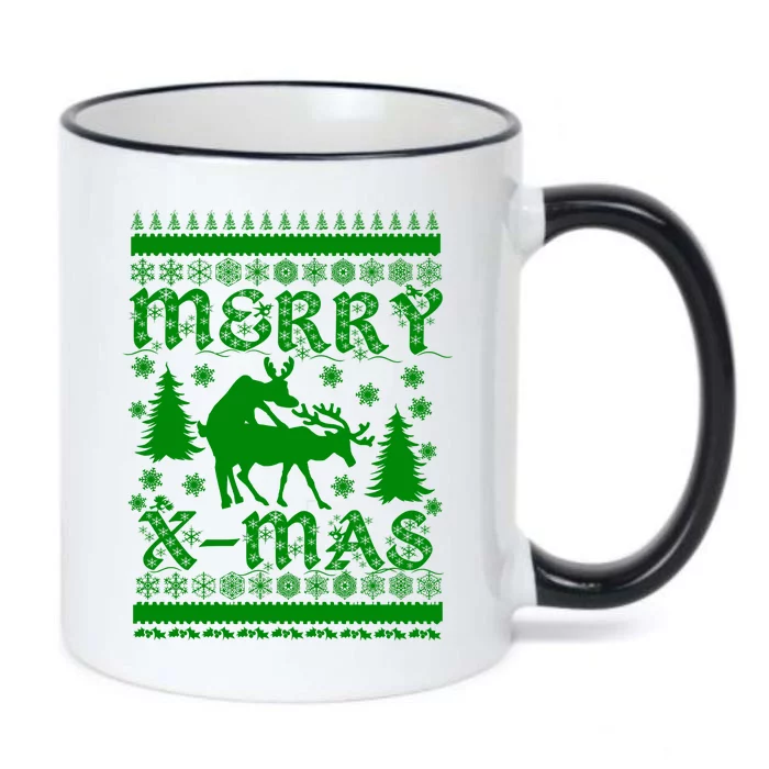 Ugly Christmas X-Mas Frisky Reindeer Humping Black Color Changing Mug