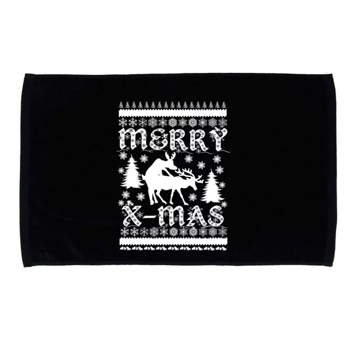 Ugly Christmas X-Mas Frisky Reindeer Humping Microfiber Hand Towel