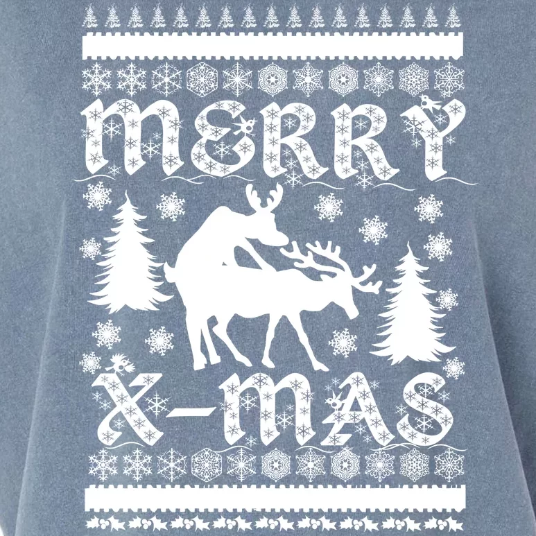 Ugly Christmas X-Mas Frisky Reindeer Humping Garment-Dyed Women's Muscle Tee