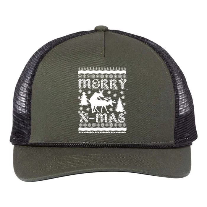 Ugly Christmas X-Mas Frisky Reindeer Humping Retro Rope Trucker Hat Cap