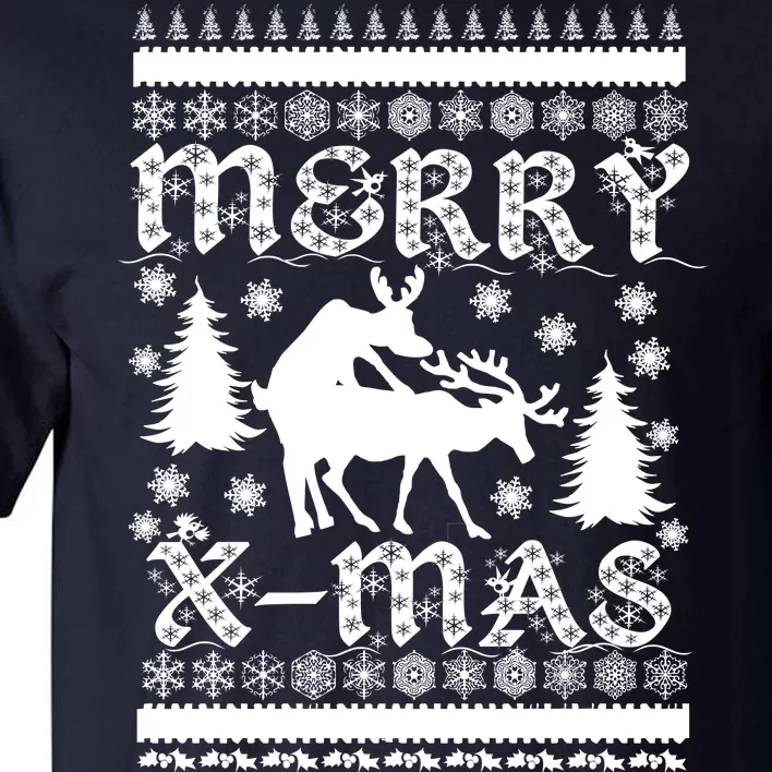 Ugly Christmas X-Mas Frisky Reindeer Humping Tall T-Shirt