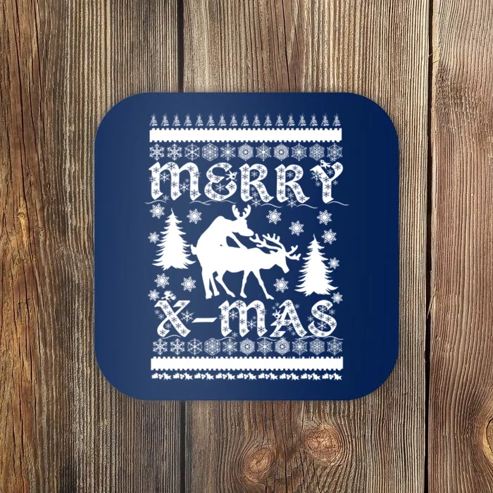 Ugly Christmas X-Mas Frisky Reindeer Humping Coaster