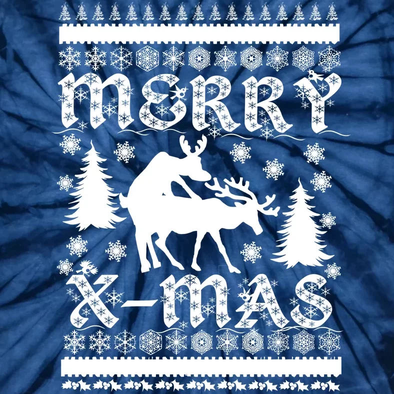 Ugly Christmas X-Mas Frisky Reindeer Humping Tie-Dye T-Shirt