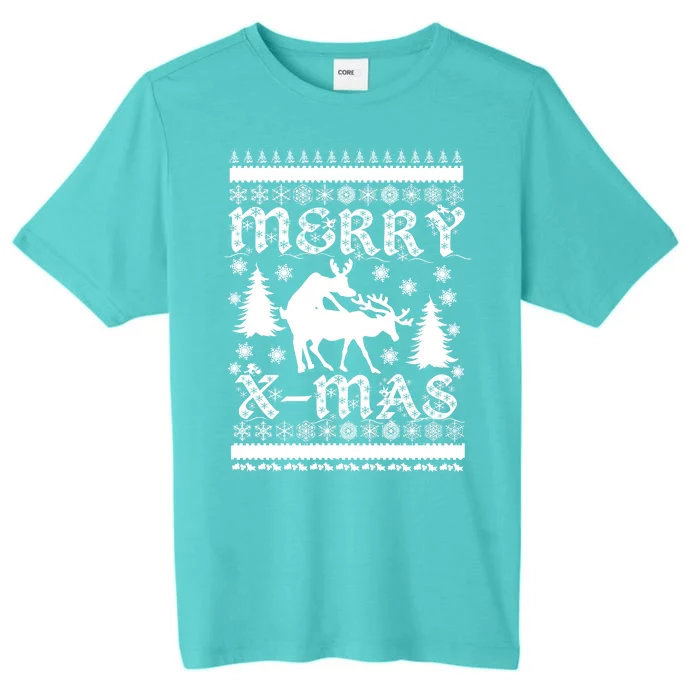 Ugly Christmas X-Mas Frisky Reindeer Humping ChromaSoft Performance T-Shirt