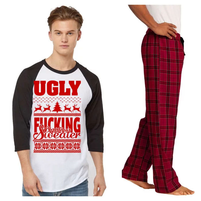 Ugly F-cking Christmas Sweater X-Mas Raglan Sleeve Pajama Set