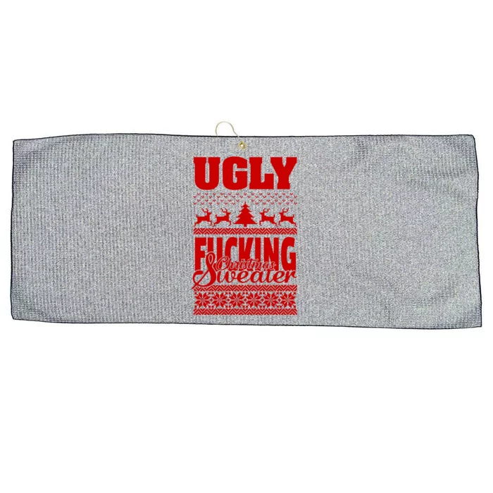 Ugly F-cking Christmas Sweater X-Mas Large Microfiber Waffle Golf Towel