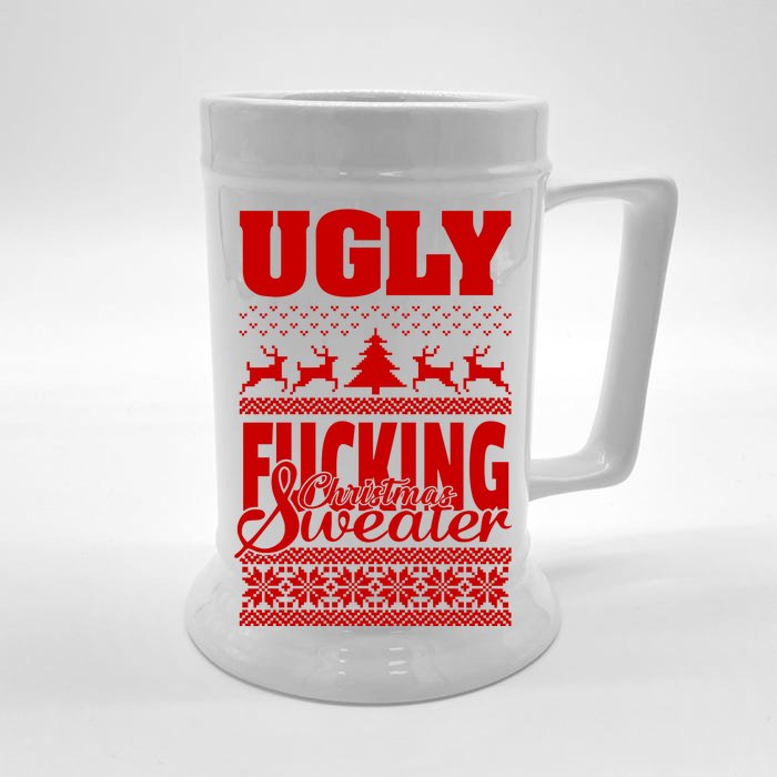 Ugly F-cking Christmas Sweater X-Mas Front & Back Beer Stein