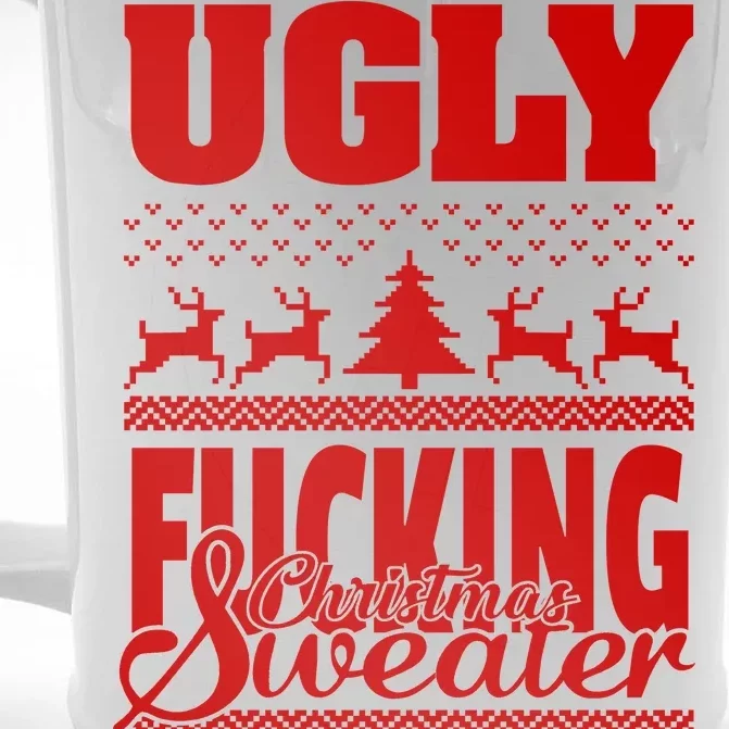 Ugly F-cking Christmas Sweater X-Mas Front & Back Beer Stein