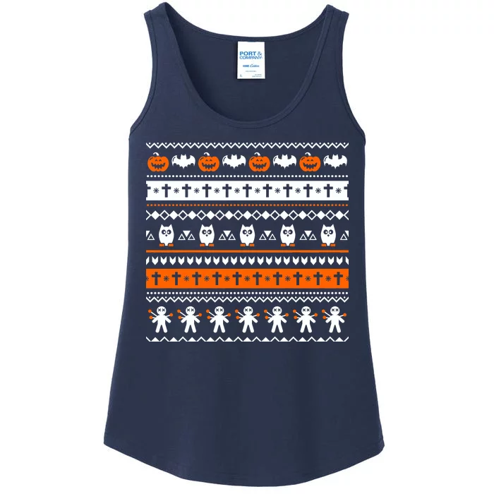 Ugly Halloween Sweater Black Cat Pumpkin Ladies Essential Tank