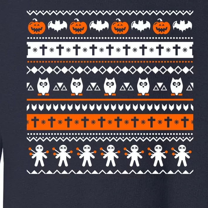 Ugly Halloween Sweater Black Cat Pumpkin Toddler Sweatshirt