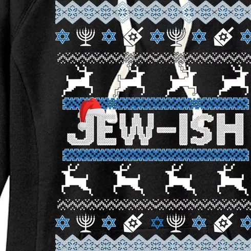 Ugly Hanukkah Sweater Jew-ish Santa Women's Fleece Hoodie