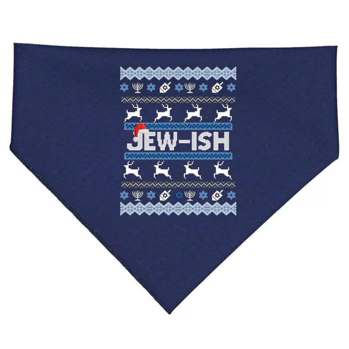 Ugly Hanukkah Sweater Jew-ish Santa USA-Made Doggie Bandana