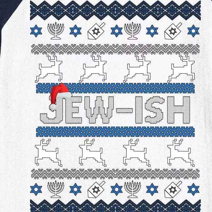 Ugly Hanukkah Sweater Jew-ish Santa Baseball Sleeve Shirt