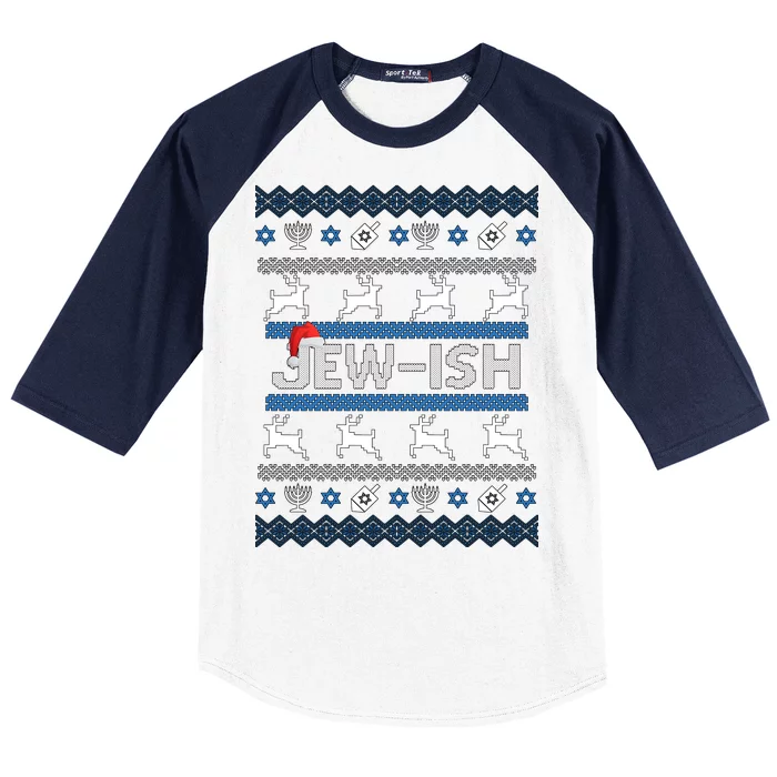 Ugly Hanukkah Sweater Jew-ish Santa Baseball Sleeve Shirt