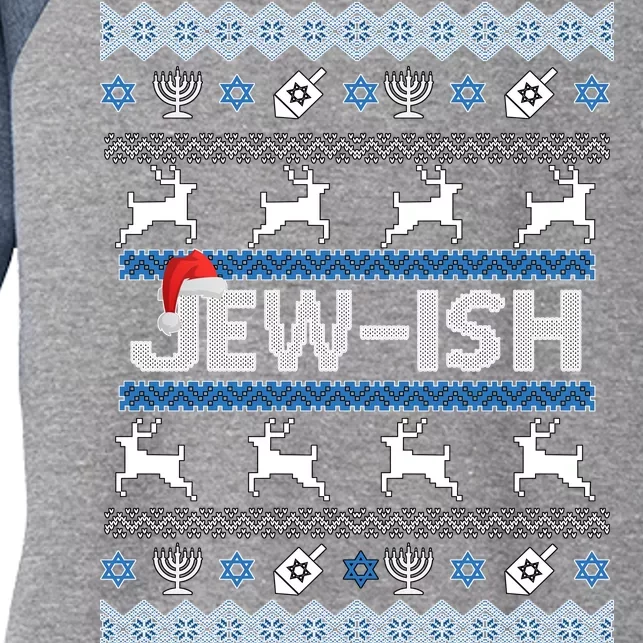 Ugly Hanukkah Sweater Jew-ish Santa Women's Tri-Blend 3/4-Sleeve Raglan Shirt