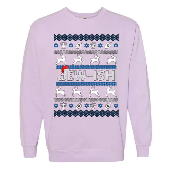 Ugly Hanukkah Sweater Jew-ish Santa Garment-Dyed Sweatshirt