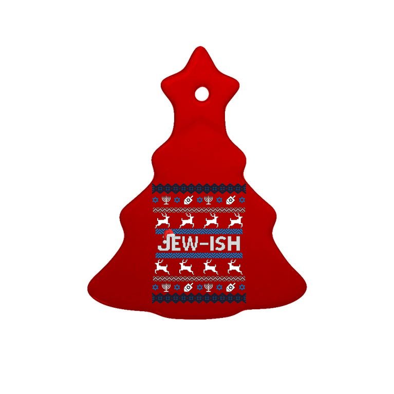 Ugly Hanukkah Sweater Jew-ish Santa Tree Ornament