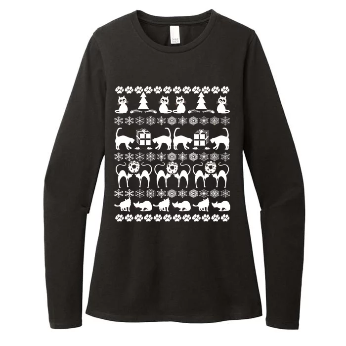 Ugly Kitty Cat Christmas Sweater Womens CVC Long Sleeve Shirt