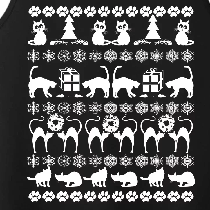 Ugly Kitty Cat Christmas Sweater Performance Tank