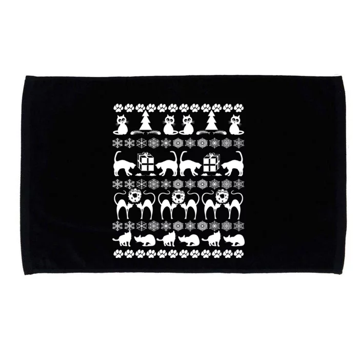 Ugly Kitty Cat Christmas Sweater Microfiber Hand Towel