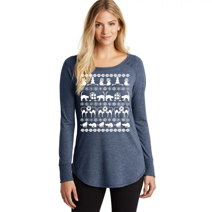 Ugly Kitty Cat Christmas Sweater Women's Perfect Tri Tunic Long Sleeve Shirt