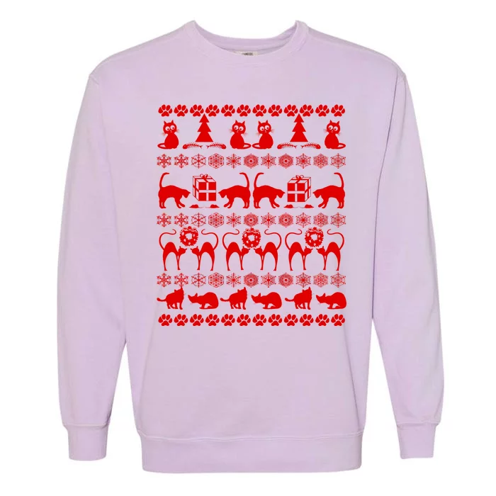 Ugly Kitty Cat Christmas Sweater Garment-Dyed Sweatshirt