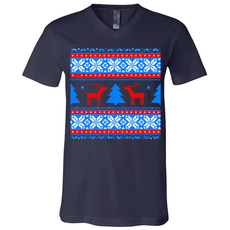 Ugly Reindeer Christmas Sweater V-Neck T-Shirt