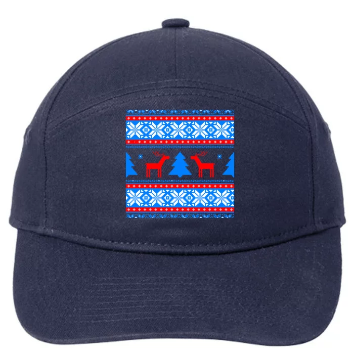 Ugly Reindeer Christmas Sweater 7-Panel Snapback Hat