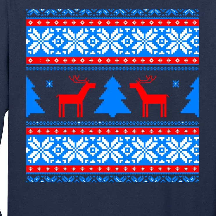 Ugly Reindeer Christmas Sweater Tall Long Sleeve T-Shirt