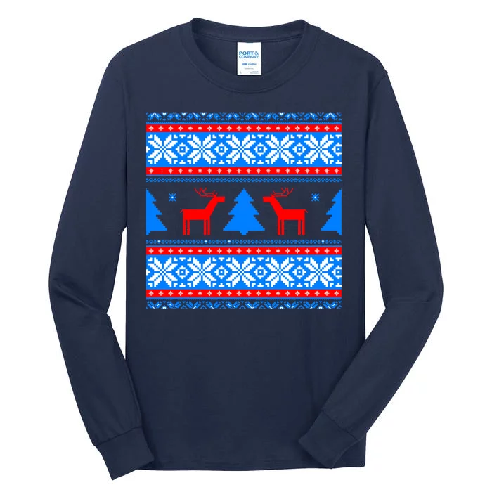 Ugly Reindeer Christmas Sweater Tall Long Sleeve T-Shirt