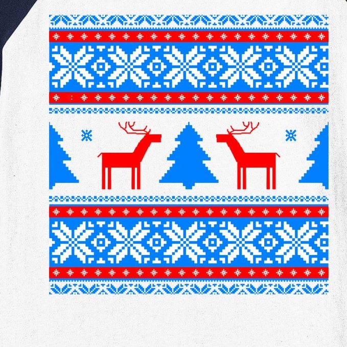 Ugly Reindeer Christmas Sweater Baseball Sleeve Shirt