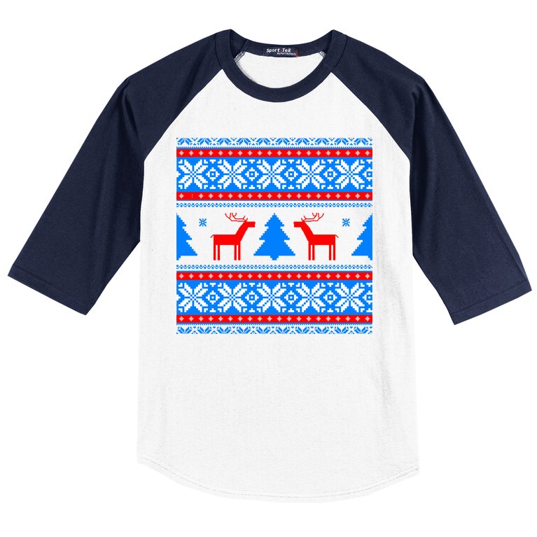 Ugly Reindeer Christmas Sweater Baseball Sleeve Shirt
