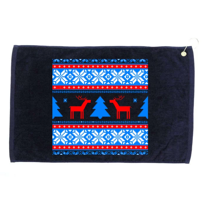 Ugly Reindeer Christmas Sweater Grommeted Golf Towel